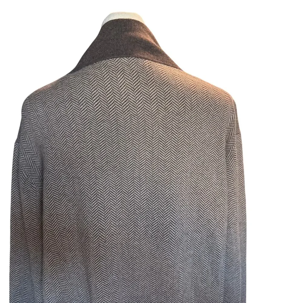 J.Crew 100% Cotton Herringbone Half Zip Sweater, Chocolate, Men's Large